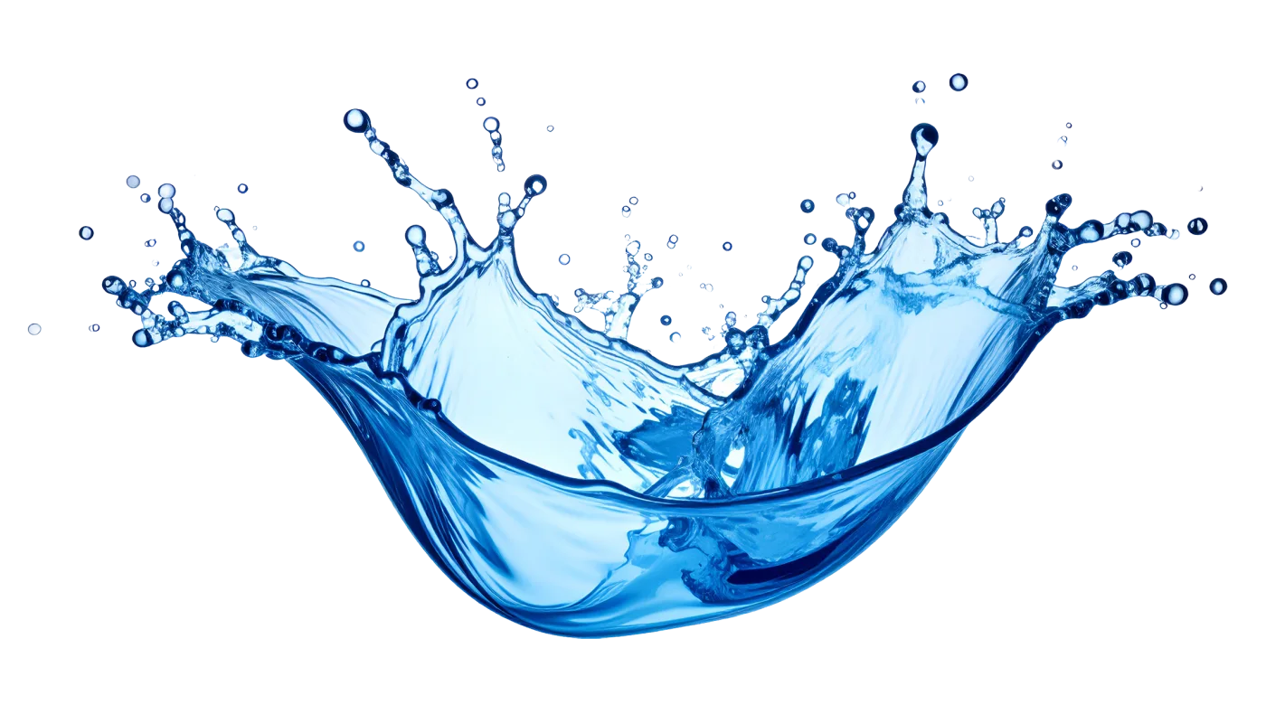青い水しぶきがダイナミックに飛び散る瞬間