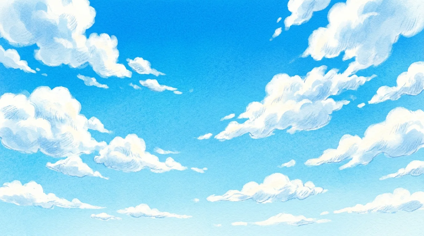 夏の青空に浮かぶ白い雲のイラスト