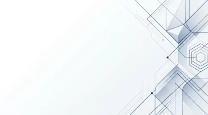 クリーンな幾何学模様のビジネス背景。白を基調に、右側に青の幾何学ラインとアクセントを配置した、洗練されたビジネス向けの背景素材です。