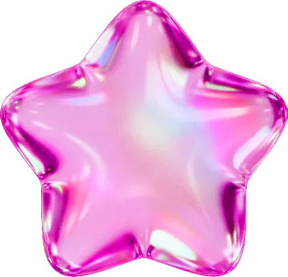 ぷっくり可愛いピンクのクリスタル星型3D素材