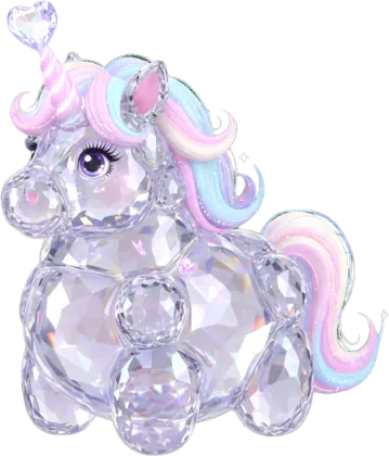 ぷっくりクリスタルユニコーン 夢かわいいキラキラ3D素材