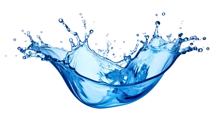 青い水しぶきがダイナミックに飛び散る瞬間